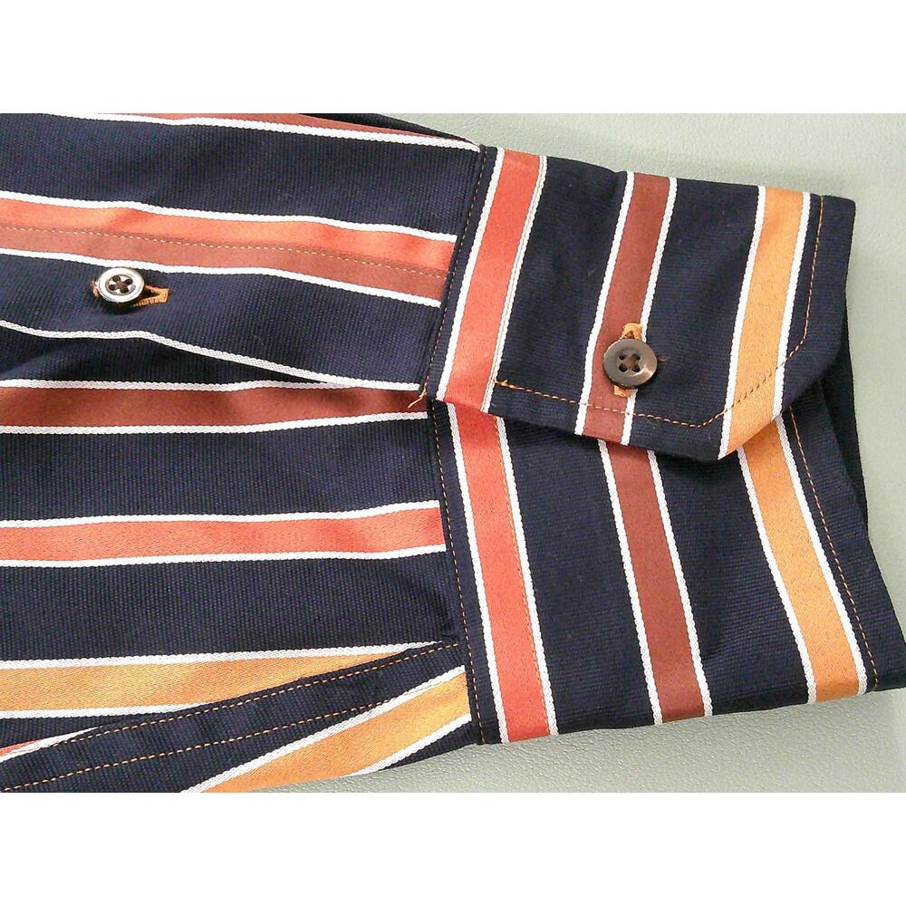 NWT Murano by Raffi Cotton Long Sleeve Black Striped Button Up Shirt-Men's XL - Picture 4 of 9